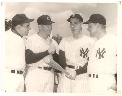 1960s Circa Mickey Mantle, Yogi Berra, Joe DiMaggio & Ralph Houk Original Don Wingfield Type I Photograph  (PSA/DNA Type I)